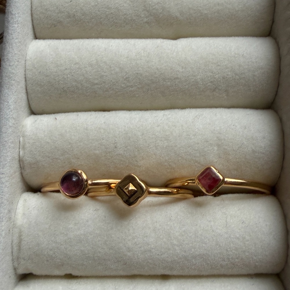 Kendra Scott Gold and Purple Size 8 Ring Stack